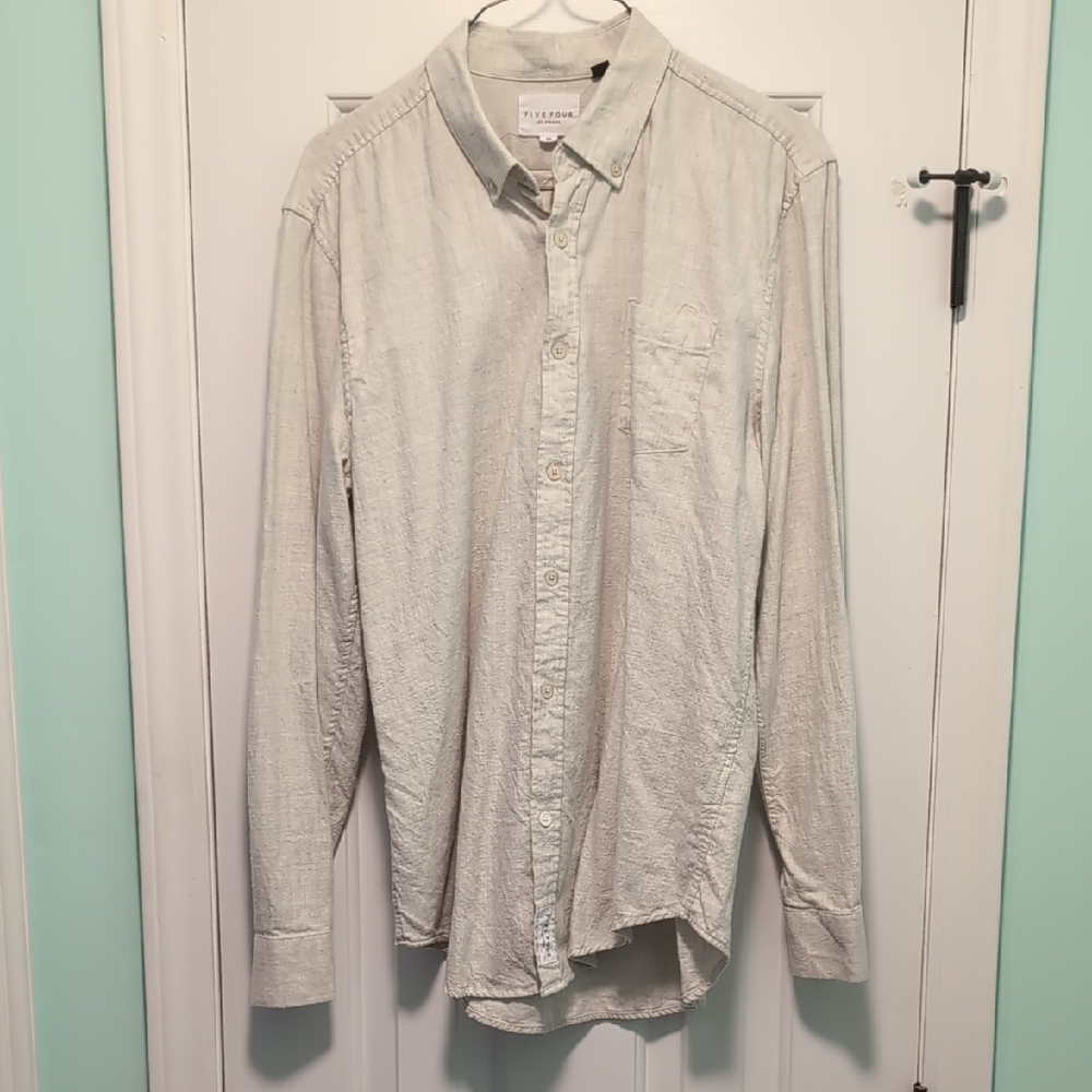 Five Four Light Gray Casual Button-Down Long Sleeve Shirt